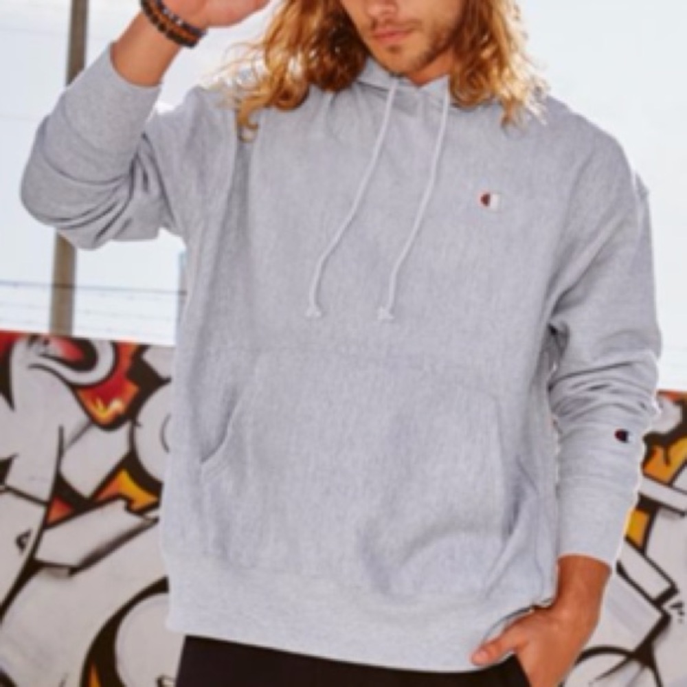 Gray Champion Reverse Weave Hooded Sweatshirt